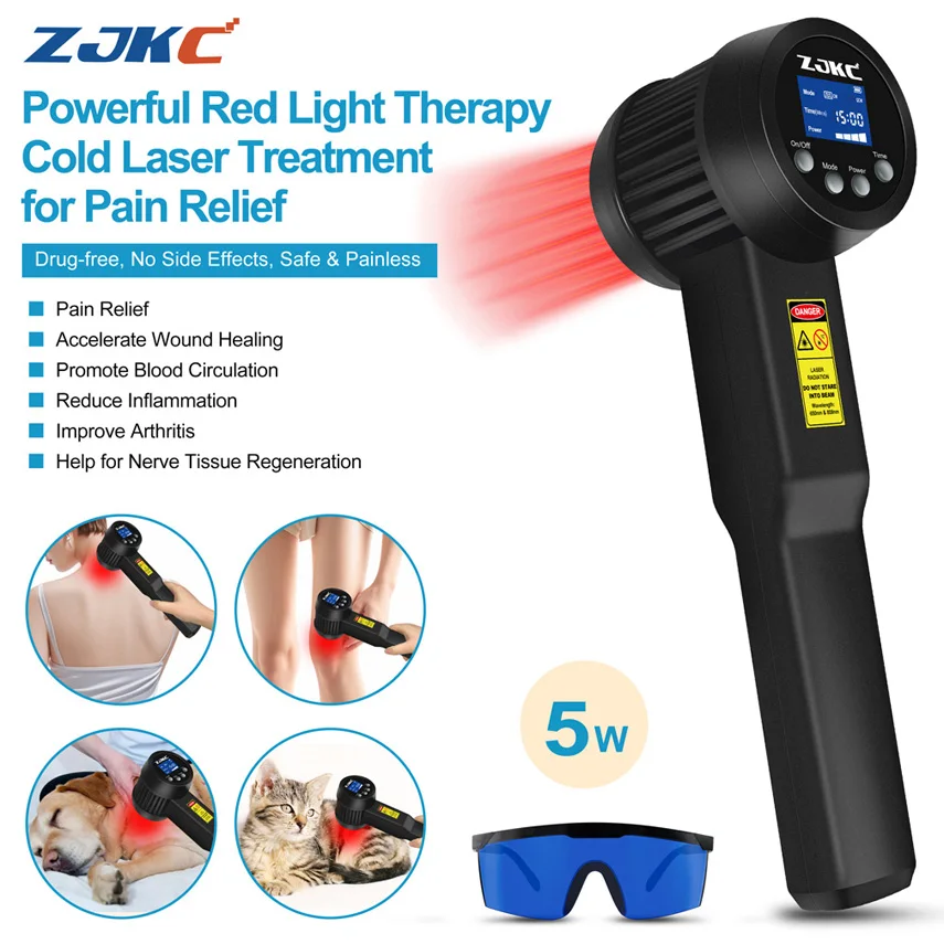 

5W Cold Laser Therapy Device Lower Level Laser Therapy LLLT for Pain Relief Sports Injuries 650nmx10+808nmx15 Home Use