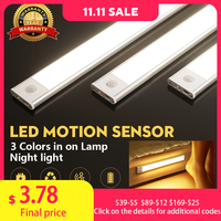 Motion Sensor Cabinet Lights Dimmable LED Night Light Wireless USB Rechargeable Led Tube Light for Wardrobe 3Colors Night Lamp