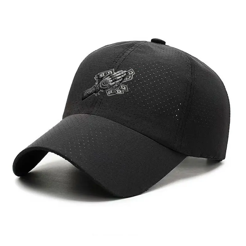Money Hand Graphic Quick Dry Baseball Cap for Outdoor Sports Casual Wear