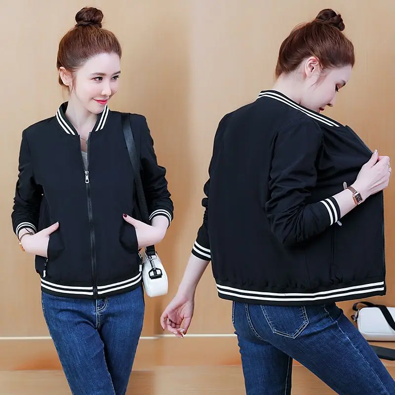 New Small Jacket Short Small and Tall Wearing Baseball Jacket Loose Small Fragrant Coat Women's Spring and Autumn
