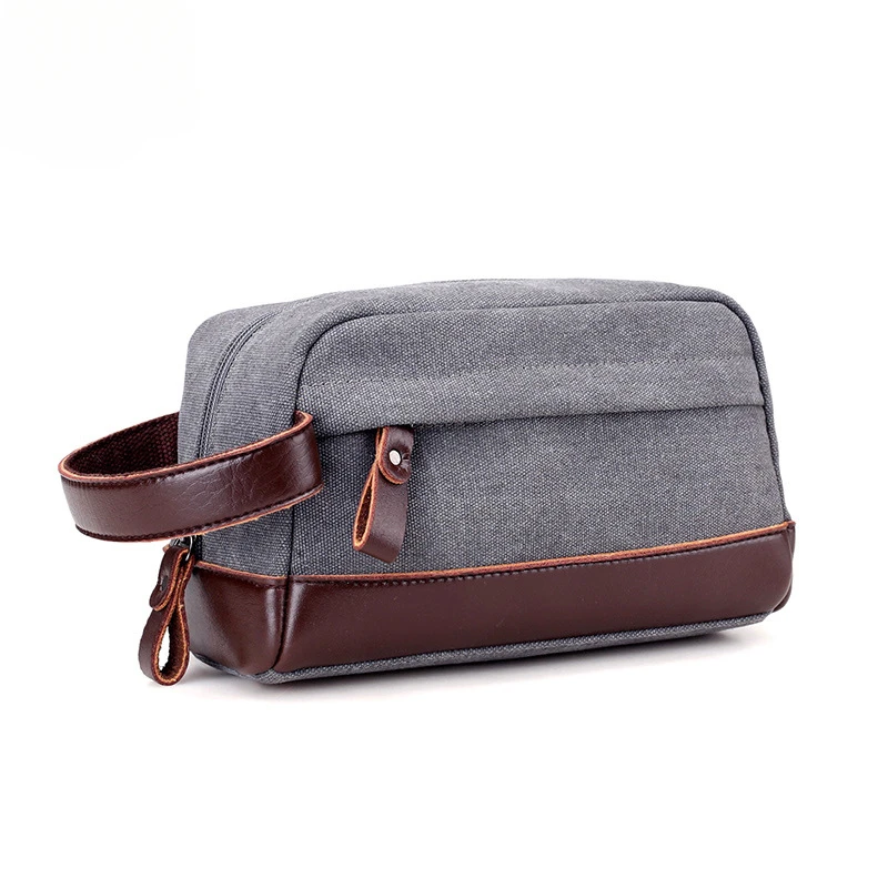 

2026 Vintage Canvas Clutch Bag for Men Color Block Casual Handbag Mini Purse for Coins Keys