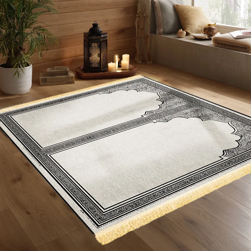 

Роскошный исламский молитвенный коврик VIKAMA с кисточками, складной, для семейных или больших групповых молитв, многоместный мусульманский молитвенный коврик