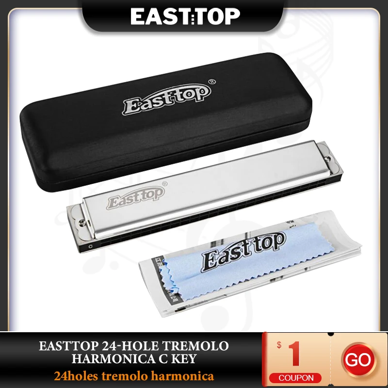 EASTTOP-armónica profesional T2403 de 24 agujeros, Tremolo, C Key, buena estanqueidad al aire, instrumentos musicales