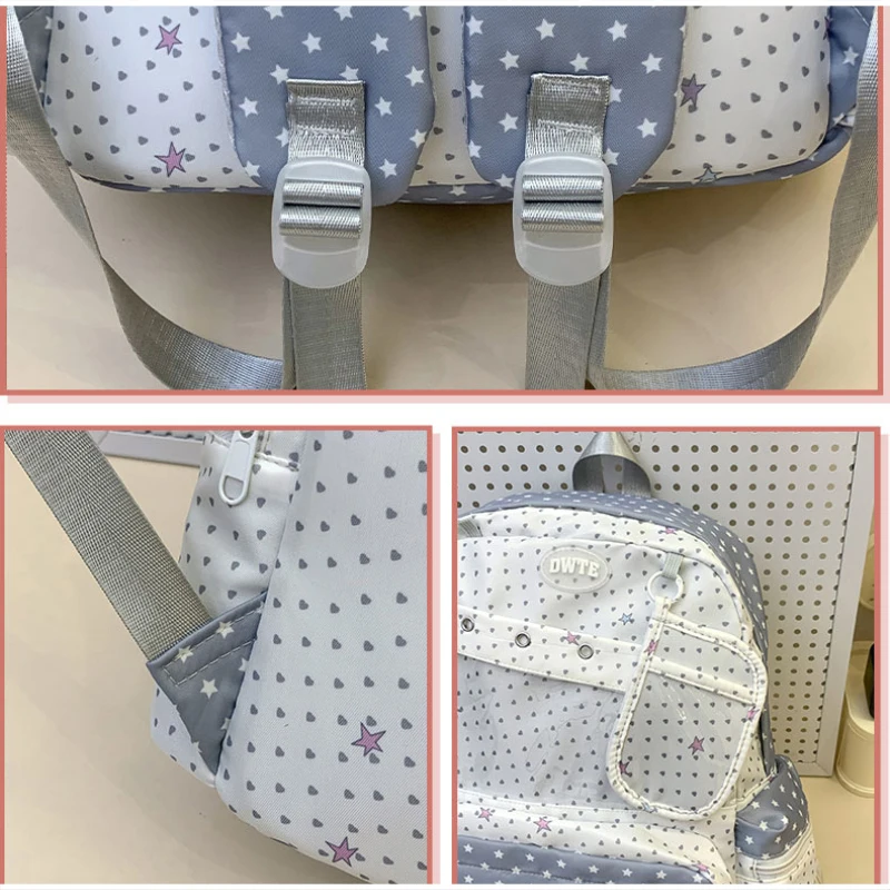 Modischer Rucksack mit transparentem Sichtfenster, großes Fassungsvermögen, gepunktete Schultasche für Teenager-Mädchen, leichte Büchertasche – Detail 2