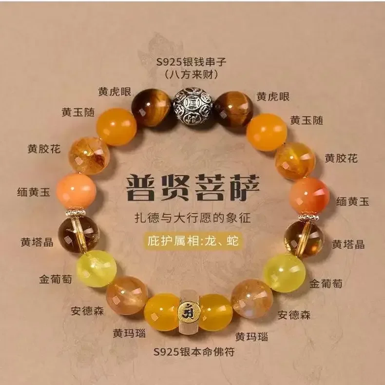 Twelve Zodiac Zodiac Year Eight Guardian God Bracelet Money Attraction Wealth Hand String Five Elements Balance Lucky Crystal