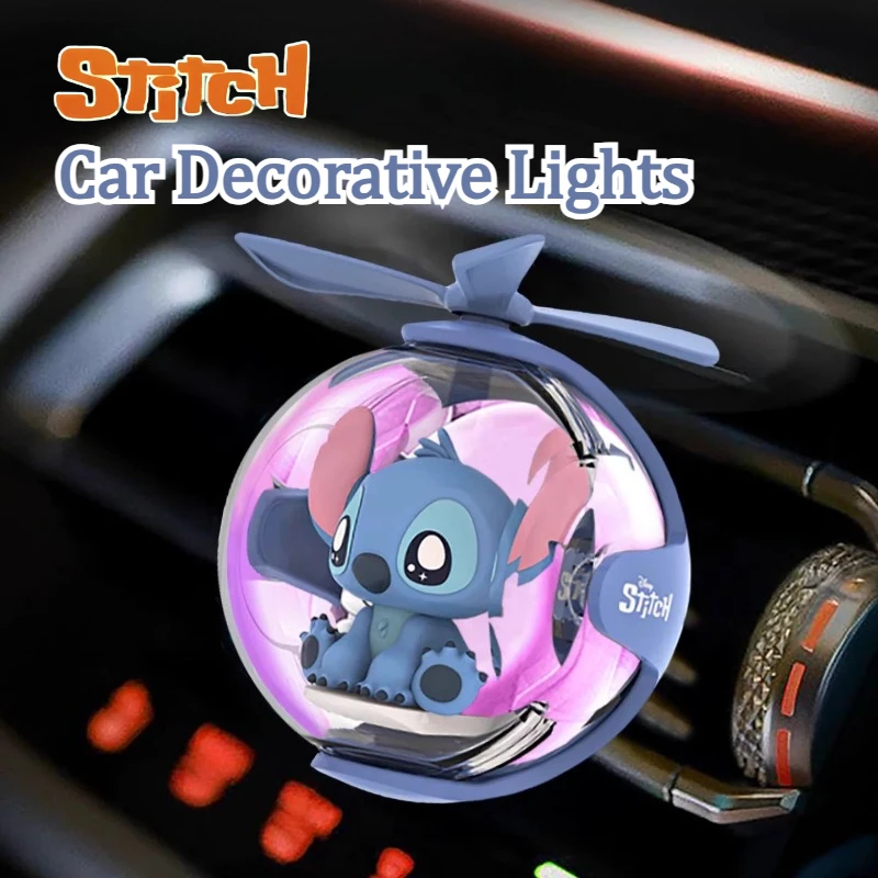 Disney Lilo & Stitch Mobil Bola Terbang Dekorasi Lampu Suasana Anime Kartun Buzz Lightyear Hadiah Mainan Ornamen Saluran Udara Mobil