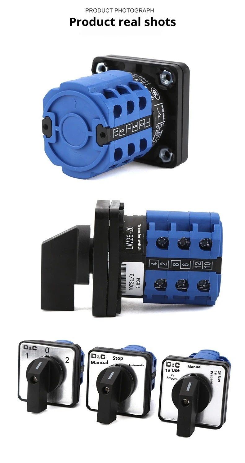 Lw26-20 20A Universal Transfer Switch Multi Speed Power Cut Off Rotate On Off Knob Motor Forward And Reverse