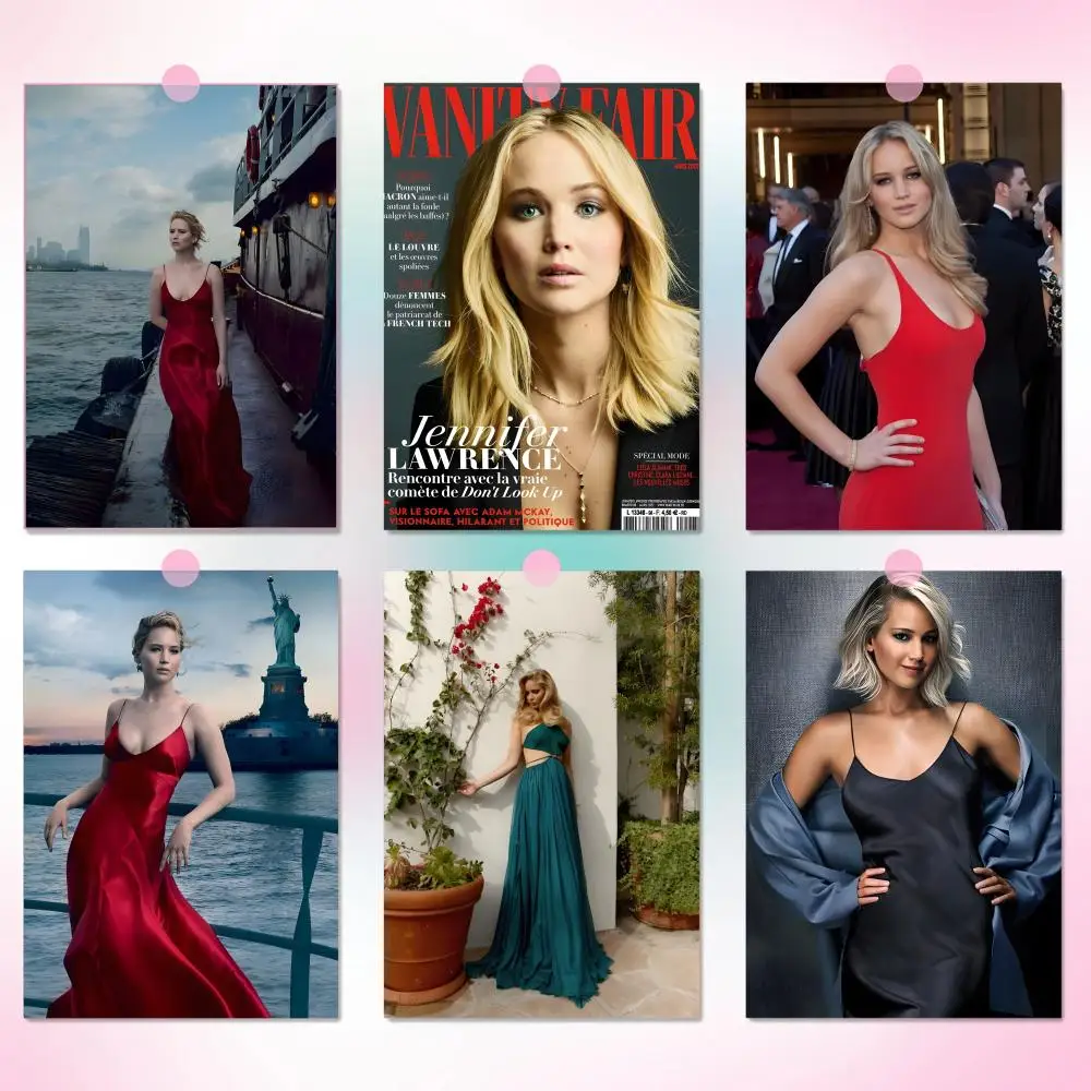J-Jennifer L-Lawrence Poster Durable HD PVC Wall Art - Waterproof Peel & Stick Easy Clean For Home Bar