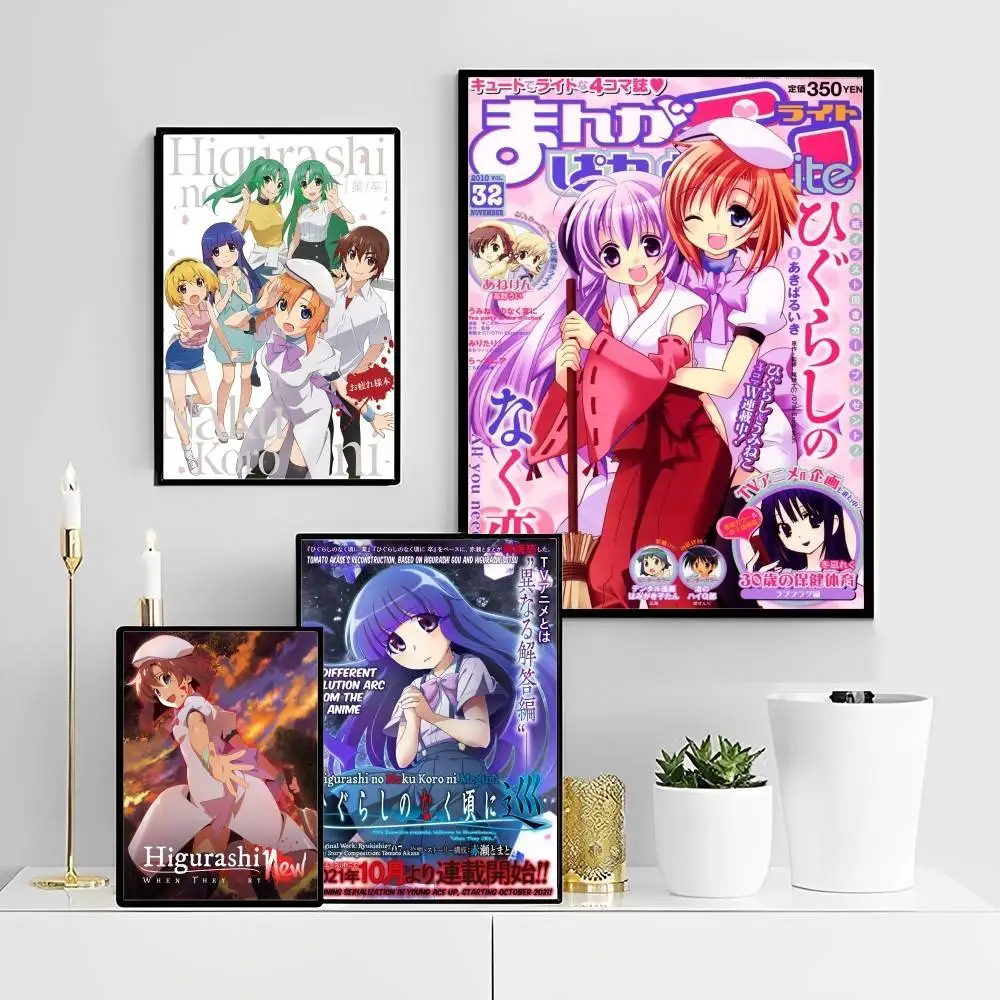 Higurashi عندما يبكون الملصقات الكلاسيكية خمر HD جودة جدار الفن الرجعية الملصقات لديكور جدار غرفة المنزل