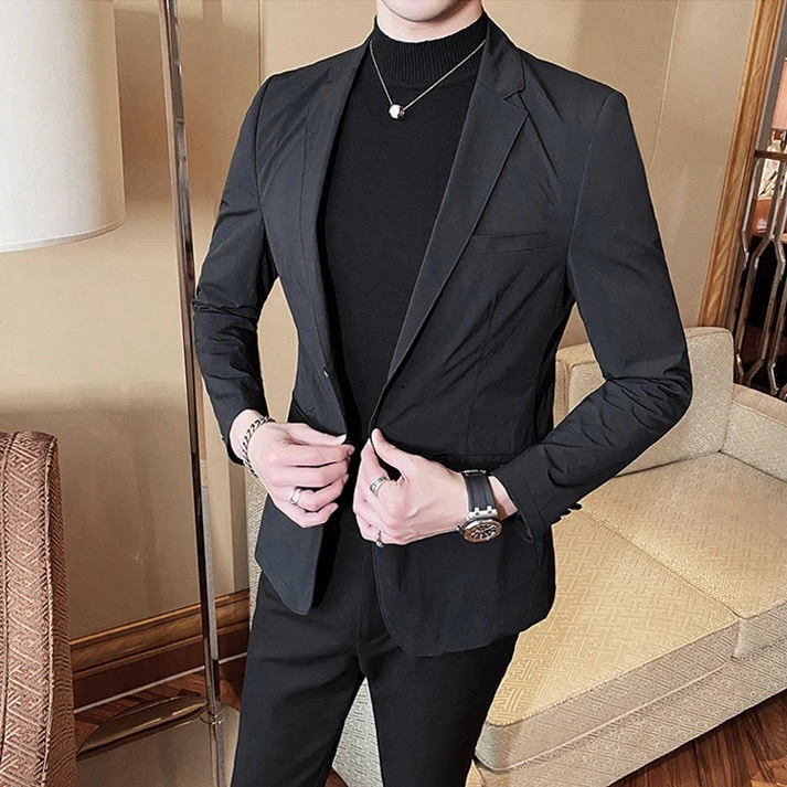 

Мужская повседневная куртка-жакет из высококачественного легкого люксового твила в клетку, молодежный деловой повседневный стиль, с удлиненным круглым низом, весна 2025