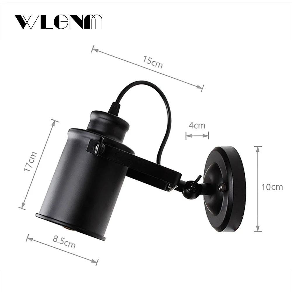 Retro LED Wall Lamp Industrial Iron EU/US With Plug Light For Bedroom Living Room Restaurant Bar Staircase Illumination Fixtures