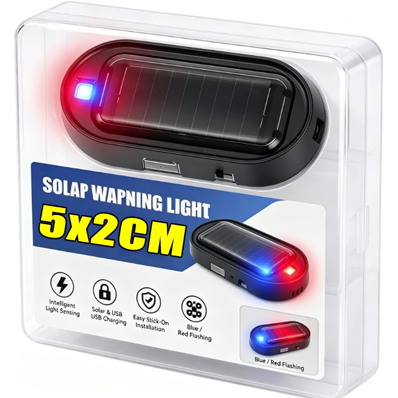 Car Solar Simulated Anti-theft Alarm Warning Decorative Light Wireless Strobe Sign Alarm LED Solar Powered for Dashboard Grille