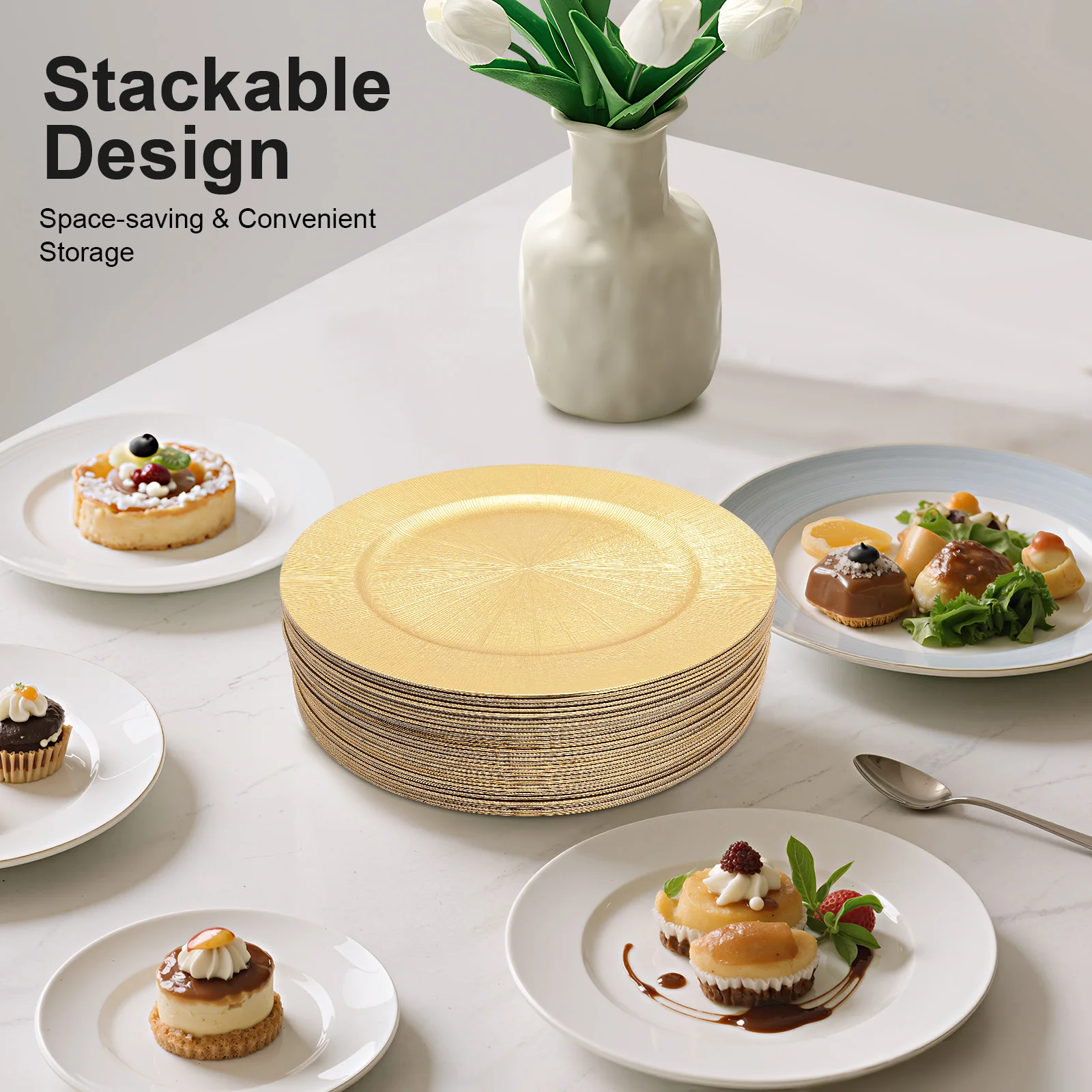 

Charger Plates Set Round Charger Plates Reusable Serving Plates 50 Pieces