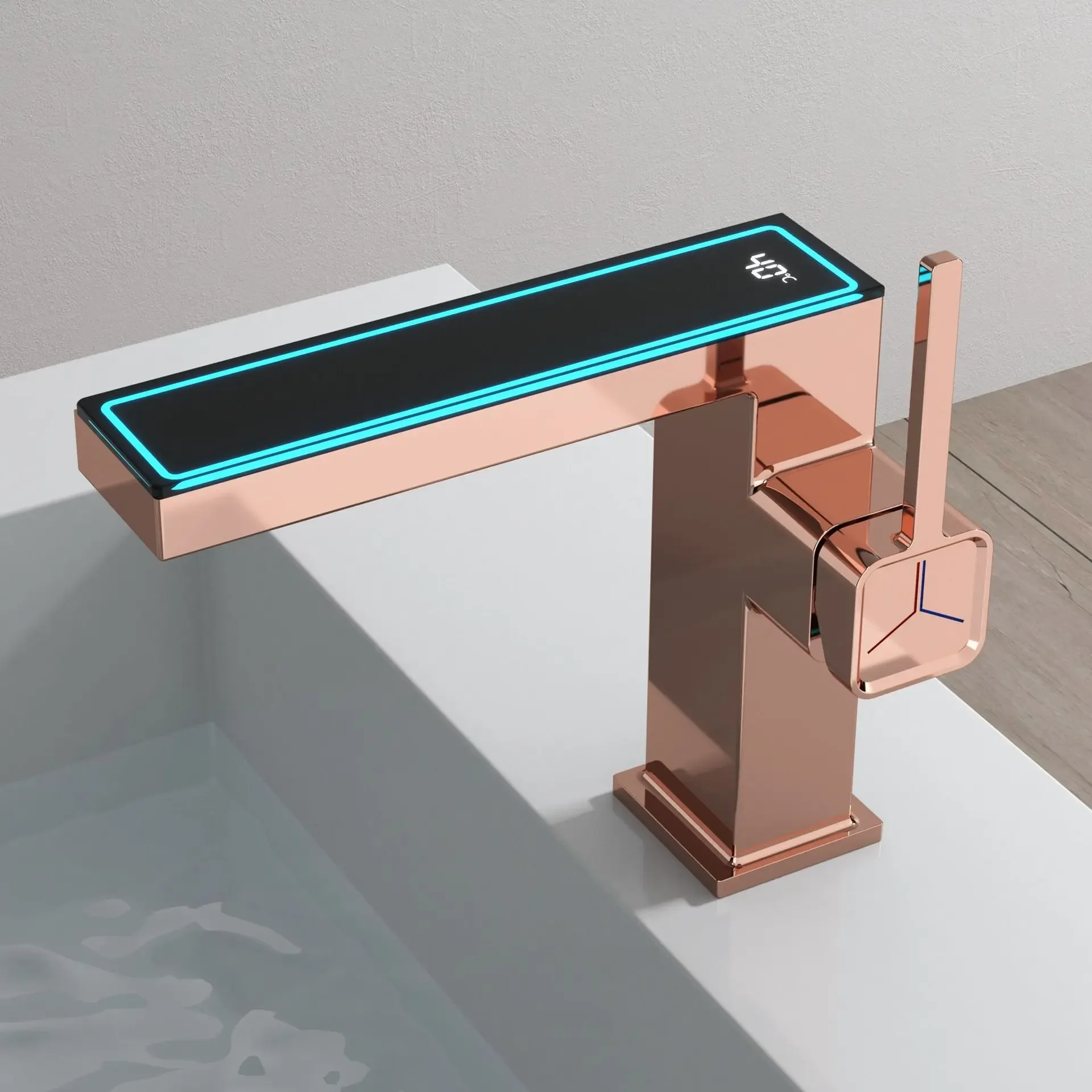 Digital ambient light basin faucet hot and cold water bathroom hand wash basin basin faucet factory direct sales