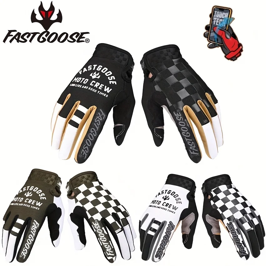 

FASTGOOSE Retro Rider Motocross Racing Gloves Moto BMX ATV MTB Off Road Motorcycle Mountain Bike Gloves Cycling Competitio H