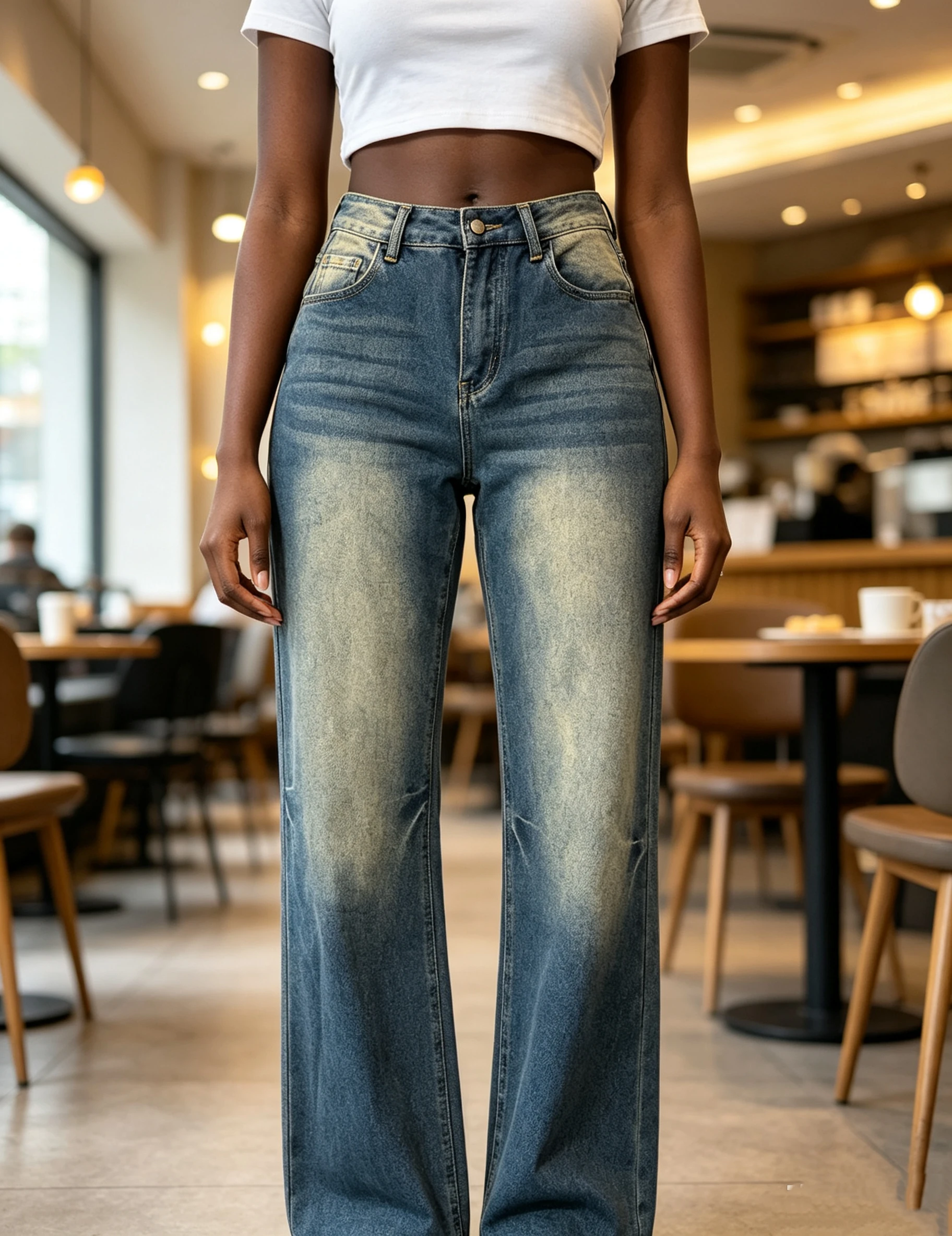 Women American High Waist Vintage Washed Mud Yellow Wide Leg Jeans Spring Autumn Loose Drapey Height Enhancing Long Pants