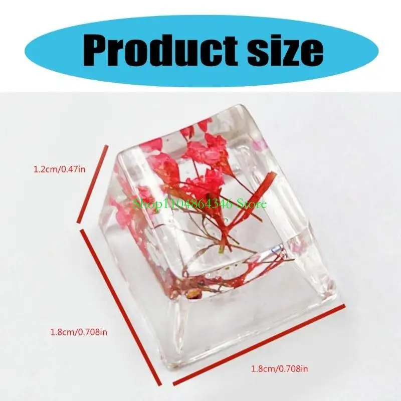 Decorative Resin Epoxy Mechanical Keyboards Keycap With Genuine Flower, Translucents Craftsmanship