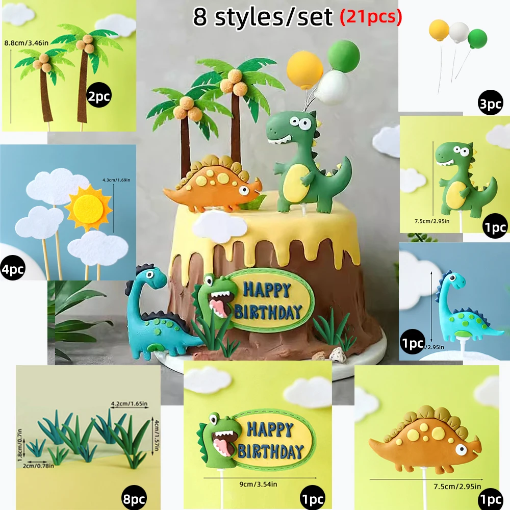 Jurassic Dinosaurier-Kuchenaufsatz, Tyrannosaurus Rex, Triceratops, Flugsaurier für Kinder, alles Gute zum Geburtstag, Party-Dekoration, Babyparty-Dekoration – Detail 29