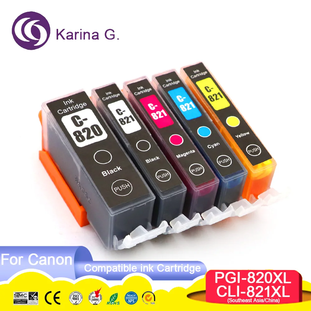 Compatible PGI-820 PGI820 CLI-821 CLI821 Color Printer Ink Cartridge for Canon PIXMA IP3680/IP4680/IP4760/MX868/MX876/MP545