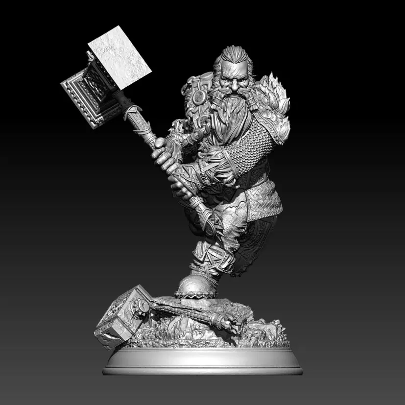 1/24 75mm 1/32 56mm Resin Model Kits Dwarves Warrior  Figurine Sculpture Unpainted No Color RW-1442
