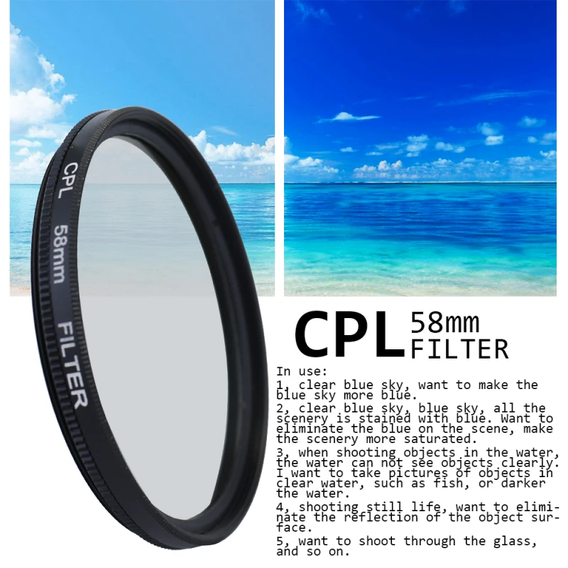 Professional Camera UV CPL FLD Lens Filters Kit and Altura Photo ND Neutral Density Filter Set Photography Accessories 52/58mm