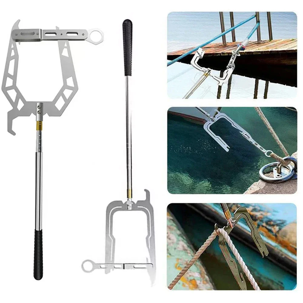 

Stainless Steel Rope Threading Device Dock Hook Telescoping Threaded Boat Hook Marine Tool Threader Threaded Extension Rod