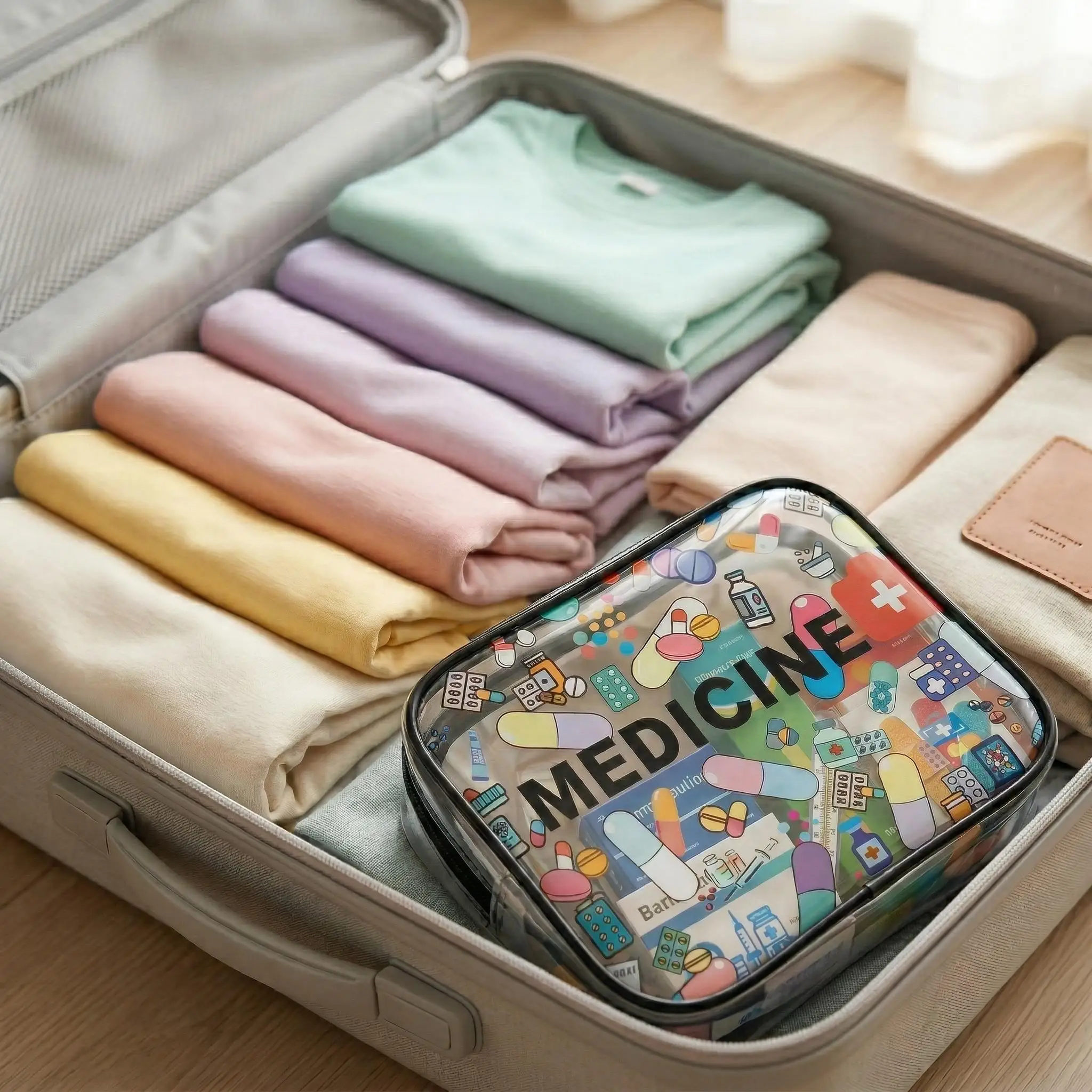 1PC Clear PVC Medicine Bag Travel First Aid Pouch Waterproof Transparent Cosmetic Makeup Organizer Zipper Toiletry Bag for Women