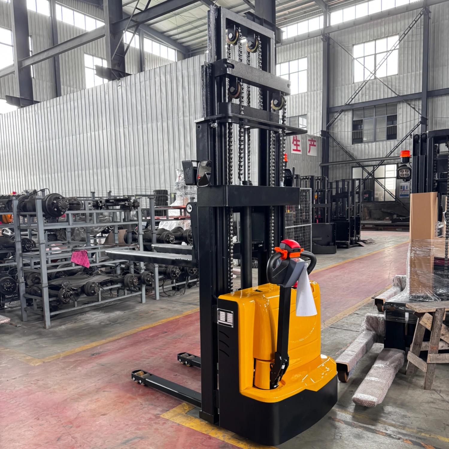 3000mm Electric Forklift 1.5ton 1500kg Walkie Electric Pallet Stacker with Straddle Leg Adjustable Fork