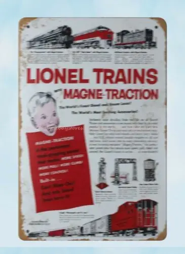 1950s Lionel Trains With Magne Traction metal tin sign brewery bar art