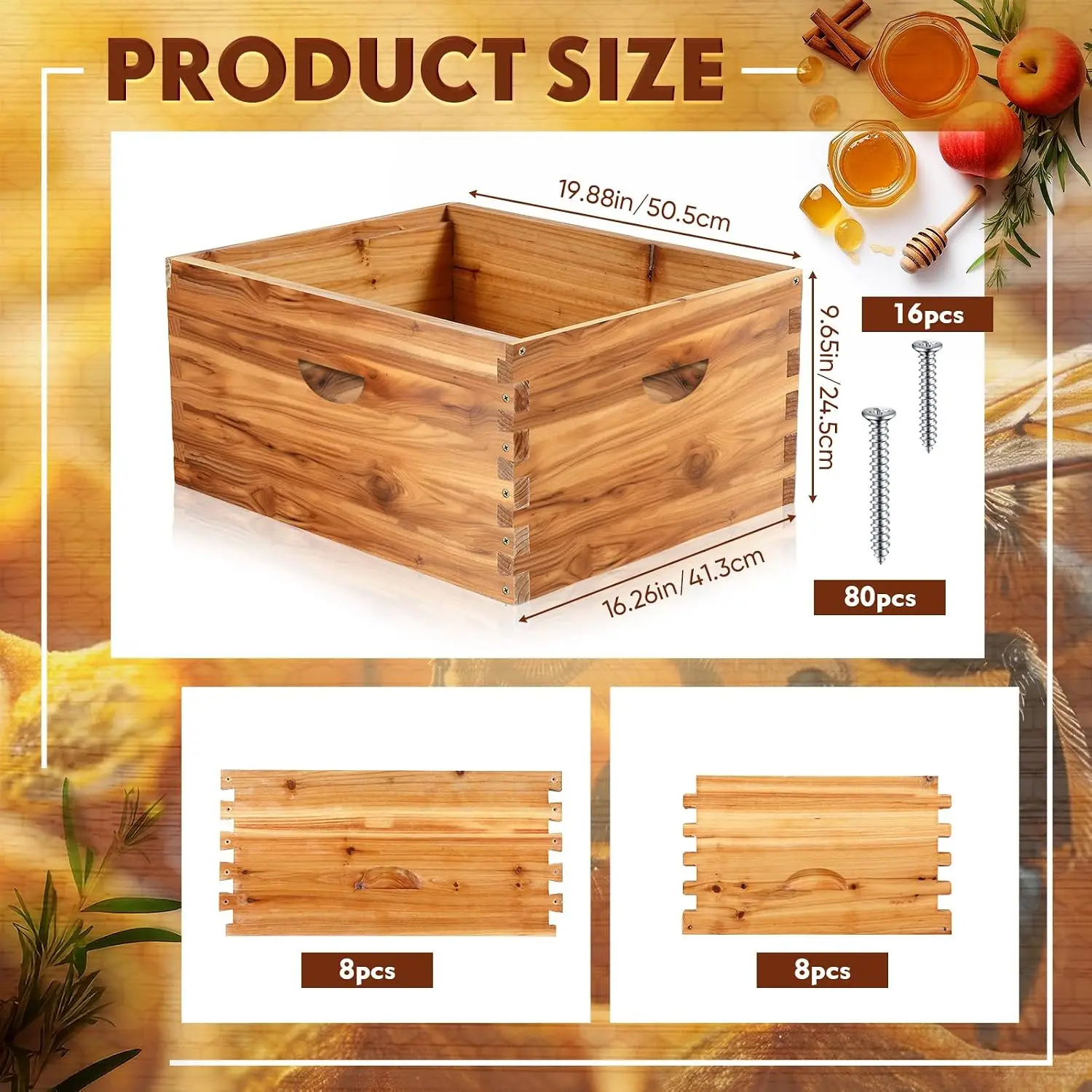 Deep Bee Box 4 Pieces 10 Frame Unassembled Hive Brood Box Wax Coating Beekeeping Brood Boxes Screws Dipped Beeswax Bee Hives Box