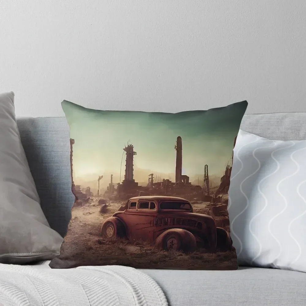 

Hot Rod in a Postapocalyptic World, a perfect gift for all American Hot Rod fans #1 Throw Pillow Sofa Cushion pillow