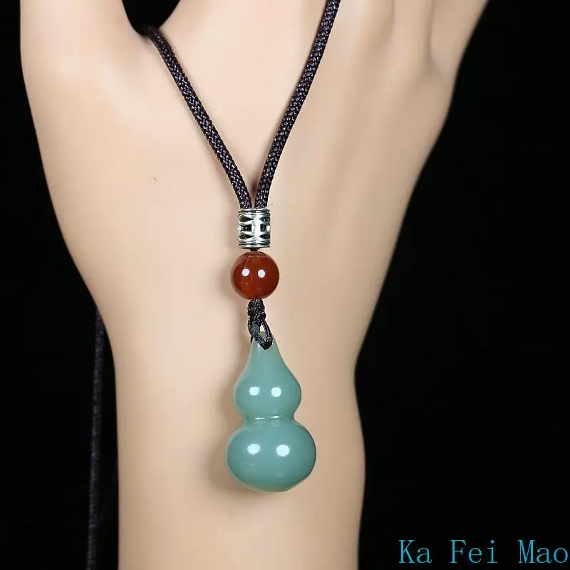 New Arrival Step-by-Step Promotion Pendant Hotan Jade Greenish-Blue Gourd Necklac Fashionable Personalized Jewelry Gift 5