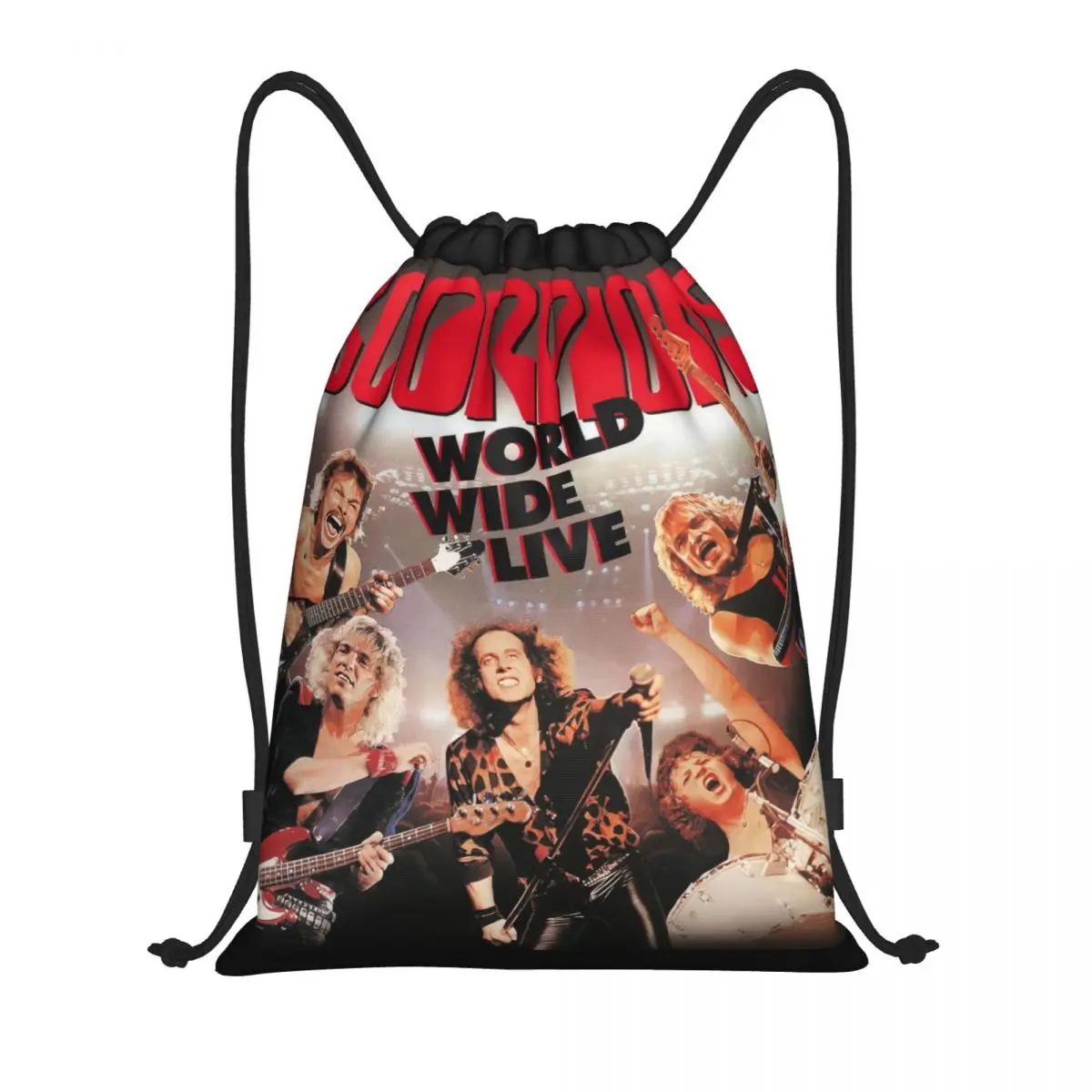 

SCORPIONS-World Wide Live 50th Band Anniversary Multi-function Portable Drawstring Bags Sports Bag Book Bag