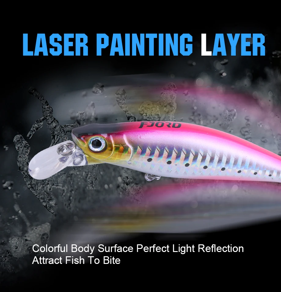 FJORD 90mm 31g Laser Miracle Sinking Black Minnow Hard Triple Hook Meerwasser Salzwasser SwimBait Künstliche Pesca Angelköder – Detail 5