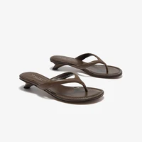 BEAUTODAY Casual Flip Flops Women Sheepskin Leather T-Strap Open Toe Solid Slippers Outdoors Ladies Elavated Retro Shoes 35139 - Image 4