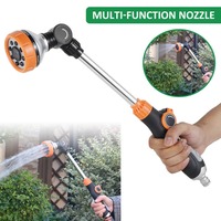 47cm Water Sprayer Nozzle 8 Spray Modes 180° Adjustable Garden Nozzle Multifunctional High Pressure Irrigation Hose Nozzle