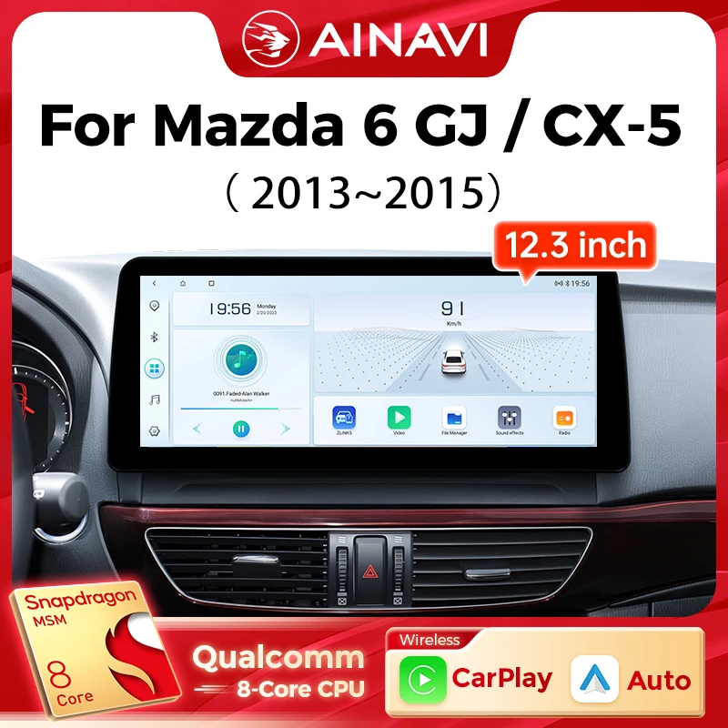 Ainavi 12,3 Zoll Für Mazda 6 GJ CX-5 CX5 Atenza 2012 2013 2014 2015 Drahtlose Carplay Android Auto Radio Auto Multimedia Player