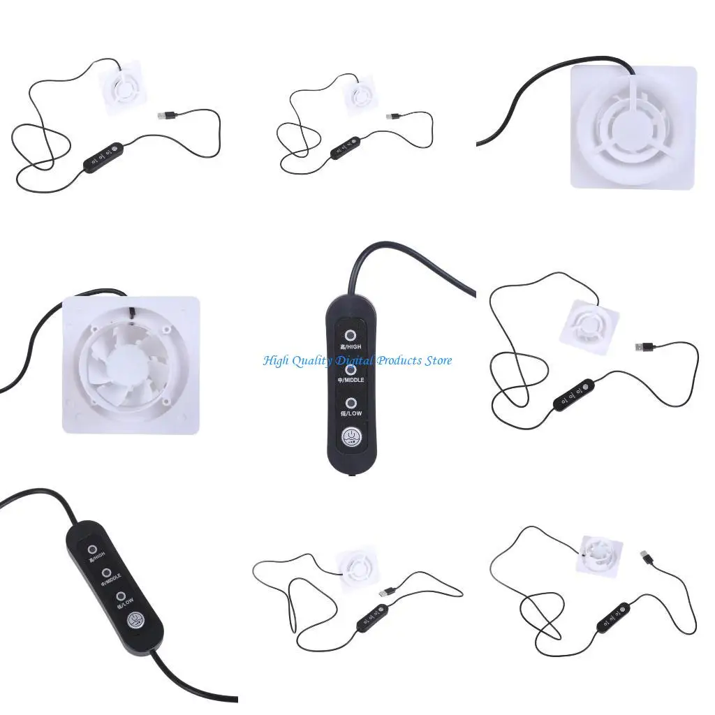 

U2JE USB Exhaust Fan USB5V 2.0W 5000rpm Powerful Three speed for Small Space