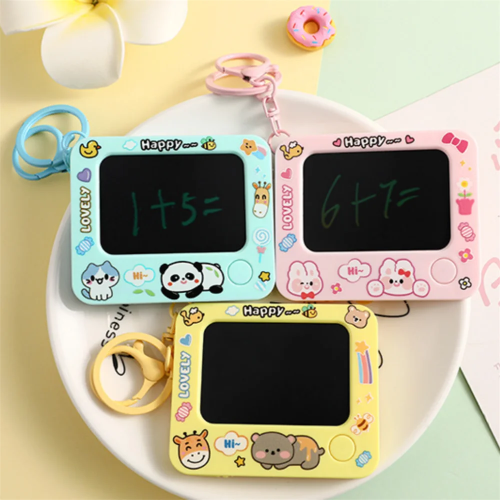 

Creative Mini Graffiti Board Keychain Cute Animal Reusable One-click Clearing DIY Painting Keyring Student Bag Pendant Kids Toy