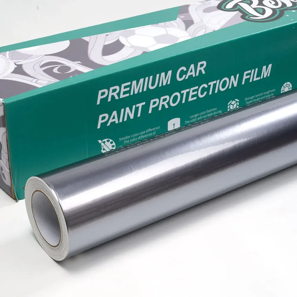 

2025 Hight Quality 1.52X17M Air Bubble Free Stretchable PET Titanium Grey Wraps PVC Sticker Car Wrapping Film