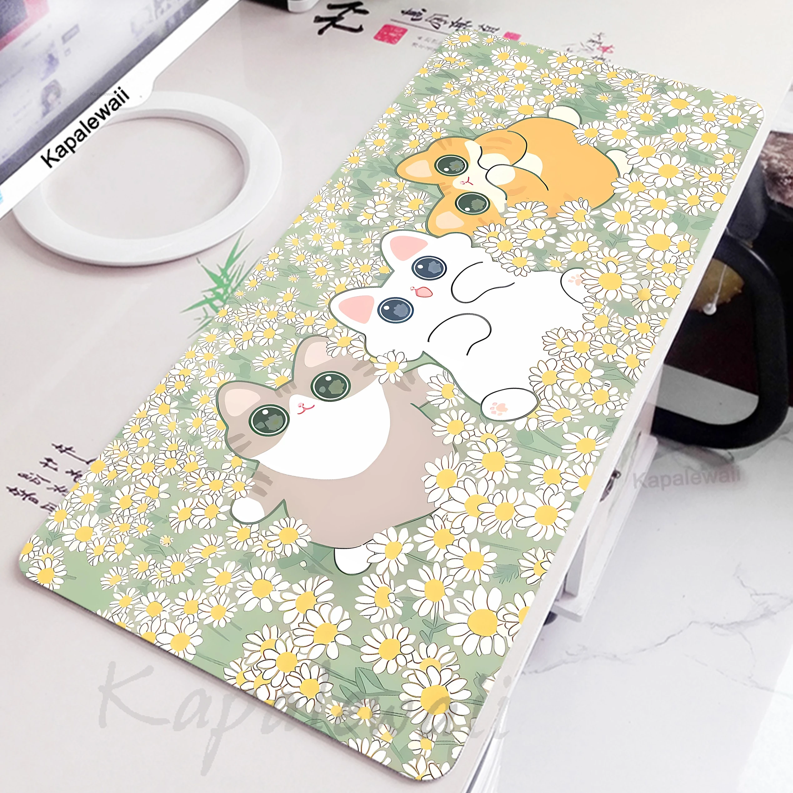 Kawaii Cute Cat Mouse Pad XXL Game Mousepad Large Pc Rubber Mouse Mat Desk Mats Gamer Anti-slip Carpet Keyboard Pads 100x50cm