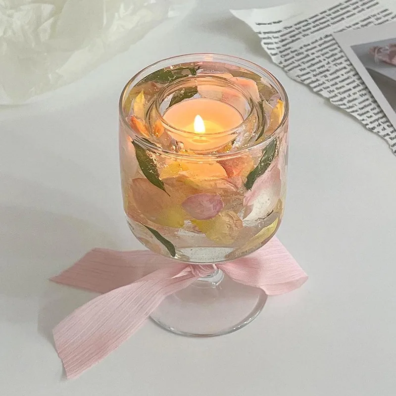 Aromatherapy Candles Eternal Flower Jelly Candle Natural Dried Flower Scented Candle Wedding Gift Home Decoration