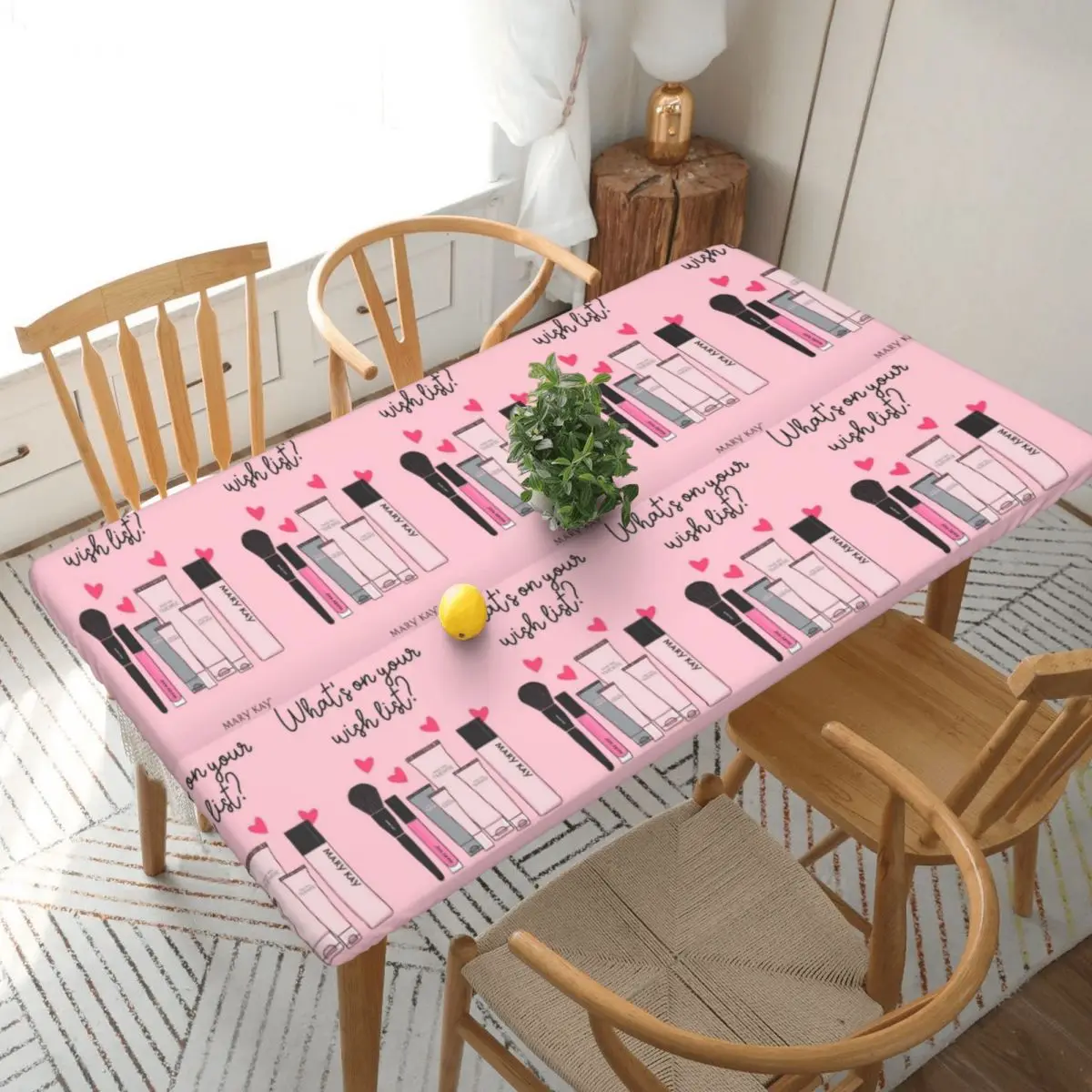 Mary Kay Custom Rectangular Tablecloth Waterproof Table Cover for Dining Events Table Cloth