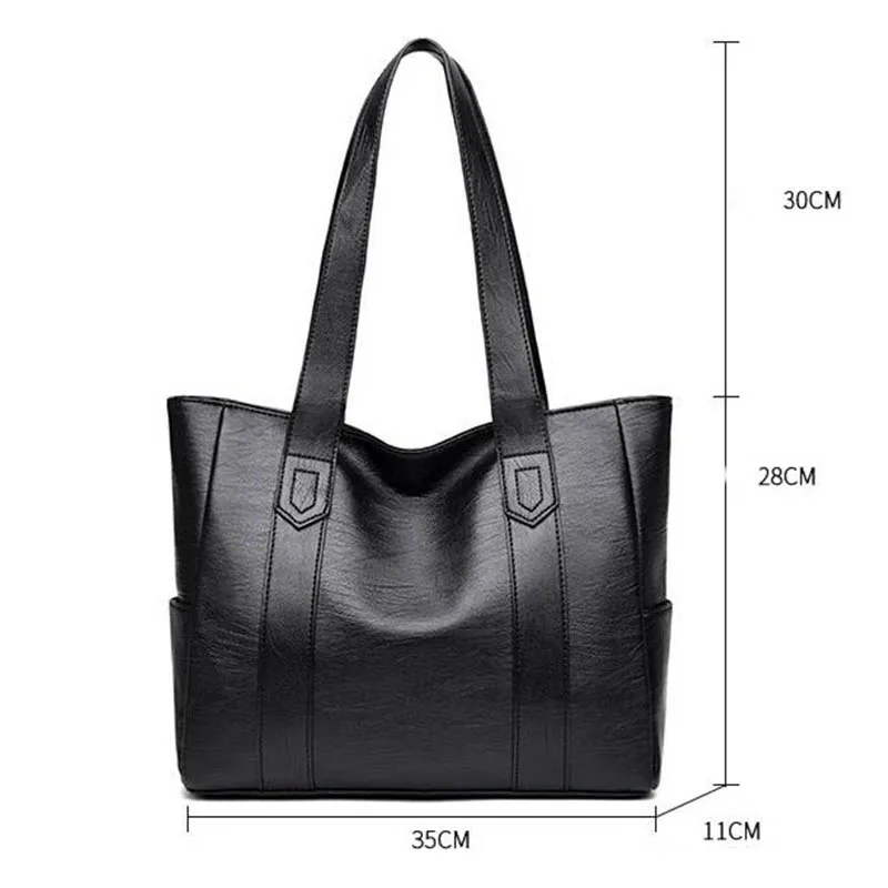 Women PU Leather Handbags Fashion Big Capacity Tote Bags Retro Designer Double Strap Shoulder Bag Female Shopper Sac Mujer Bolsa