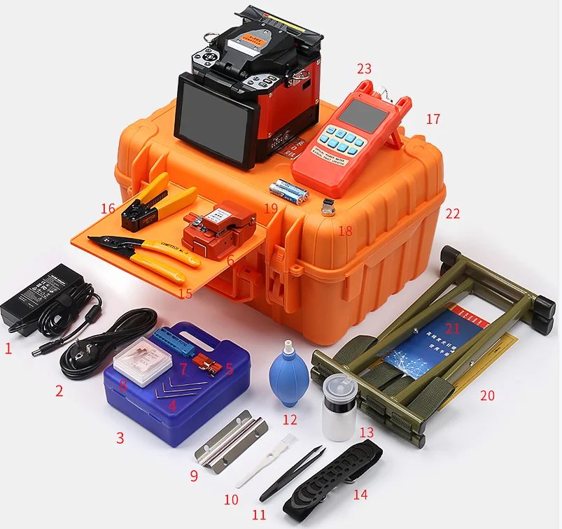 

Best Selling Fibre Optical Fusion Splice Splicer ARC FTTH Fiber Optic Splicing Machine Kit with Power Meter and VFL Low Price