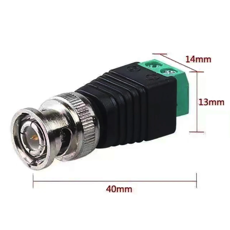 10pcs Male Metal BNC Connector with DC Connector Plug Screw Terminal UTP Video Balun for CCTV Surveillance Camera CCTV system