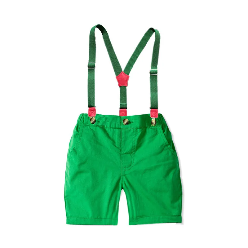 Shorts For Casual Outfit Fashion Red +Green Shorts With Suspender 2 PCS Suit For Birthday Party For 6M-7Years Baby Boy Newborn