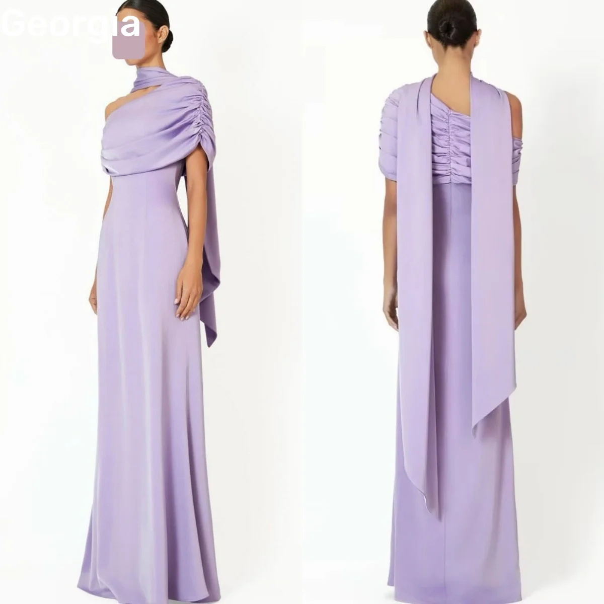 

Dubai Mermaid Customize One-Shoulder Dresses For Prom Floor-Length Ruffle Evening Dress Zipper Up Short Sleeves Formal Dresses