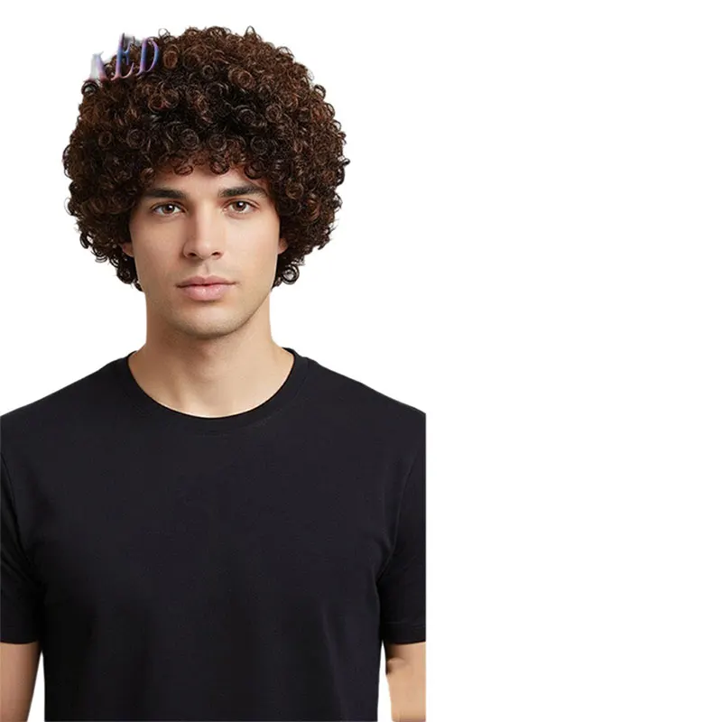 Men's wig explosion head, high-temperature silk wig head cover, synthetic fiber wig