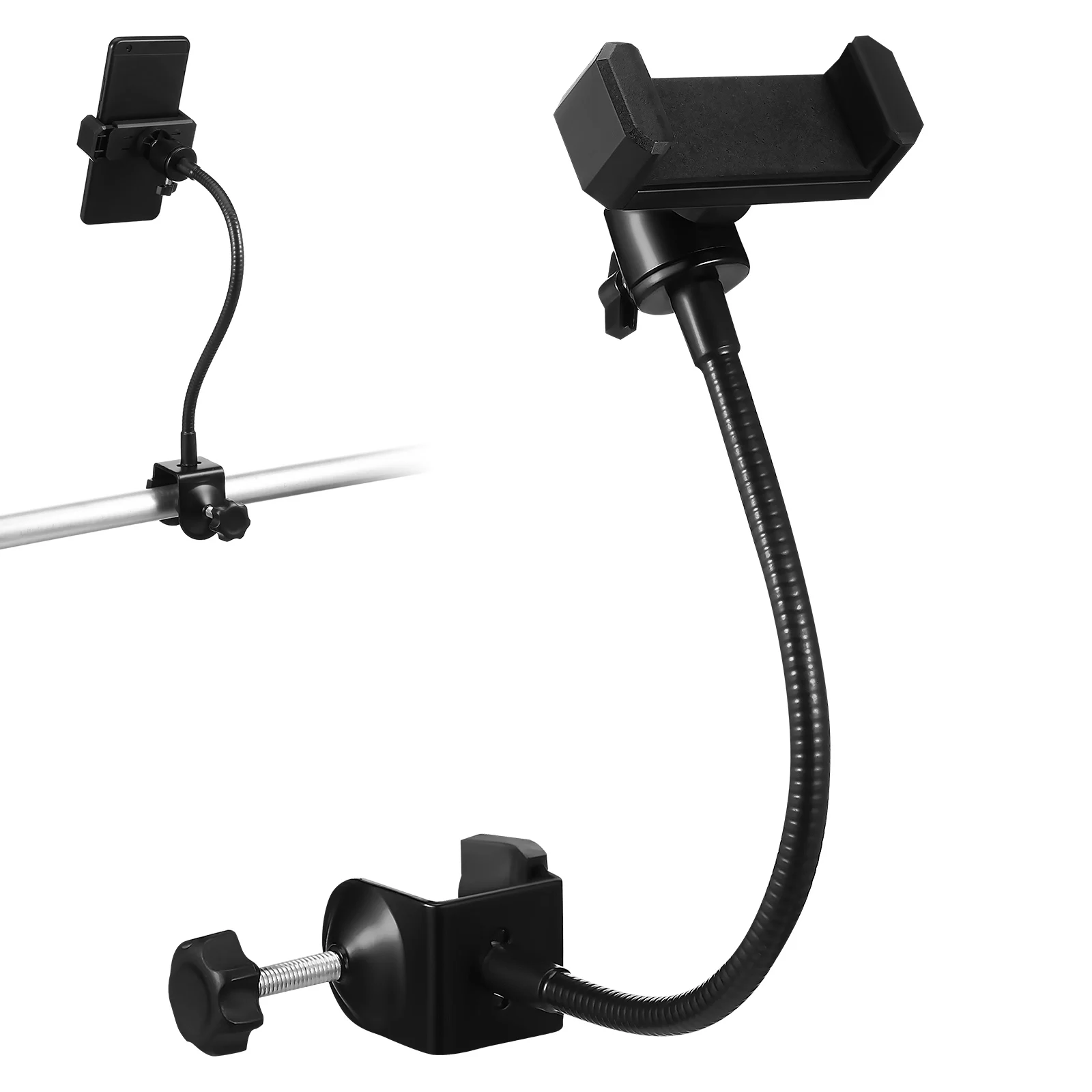 

Mic Stand Phone Holder Sturdy Metal Clamp 360 Degree Rotating Compatible Phones Tablets Lightweight Portable Cellphone Support